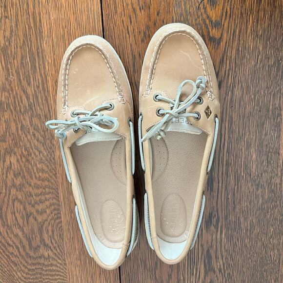 Sperry Top Sider Angelfish Linen Oat Beige Women Memory Foam Boat Shoes: Sz 9.5 - Picture 3 of 10